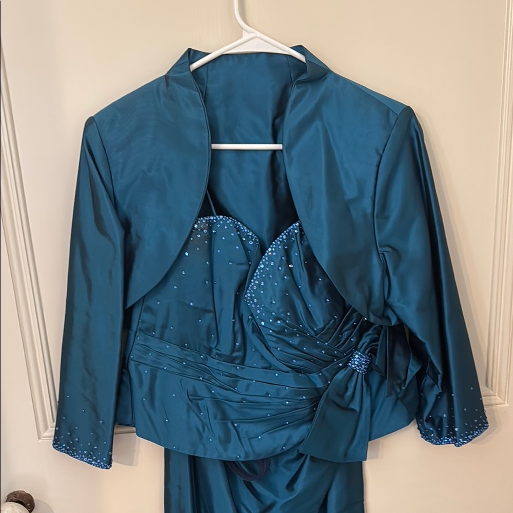 Marissa Baratelli gown. Sz 12. Excellent condition. Beaded top skirt and jacket.